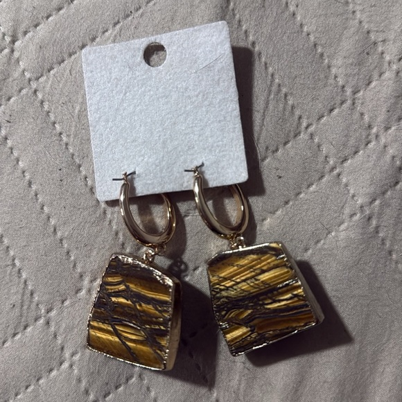 Free people semi precious tiger eye earrings - Picture 2 of 3